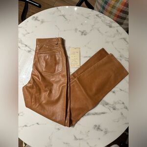 Gorgeous Nude Authentic Leather Straight Leg Pants